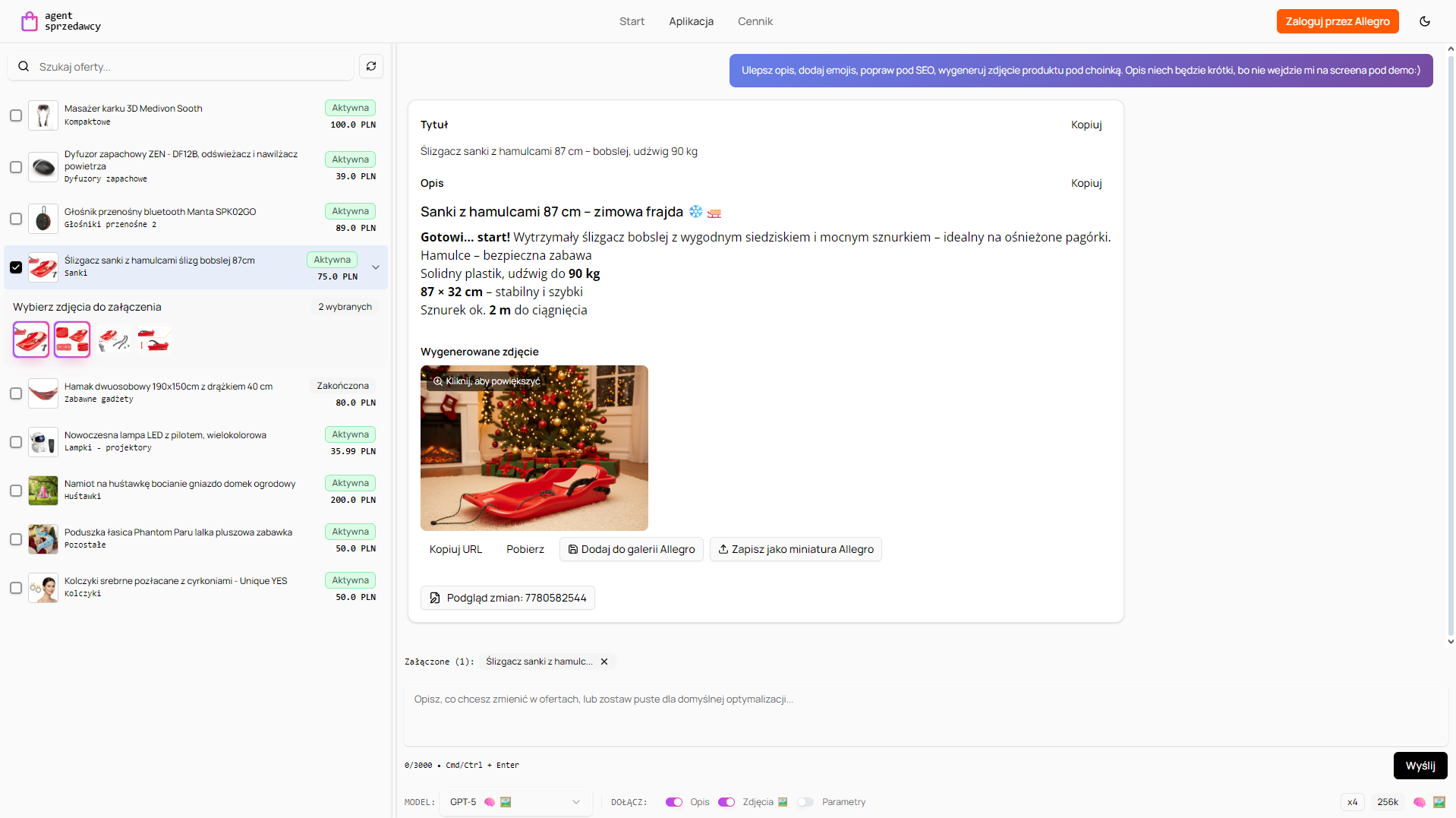 Podgląd aplikacji agent sprzedawcy w trybie edycji